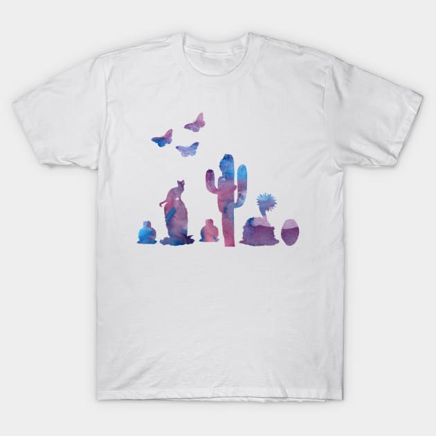 cacti, cat and butterflies T-Shirt by TheJollyMarten